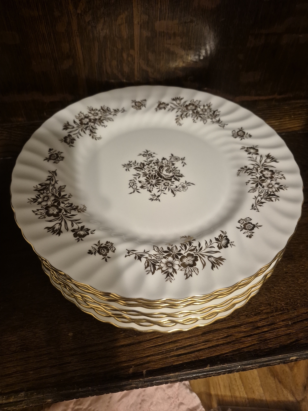 Minton Marlow Gold - White China Dinner Plates